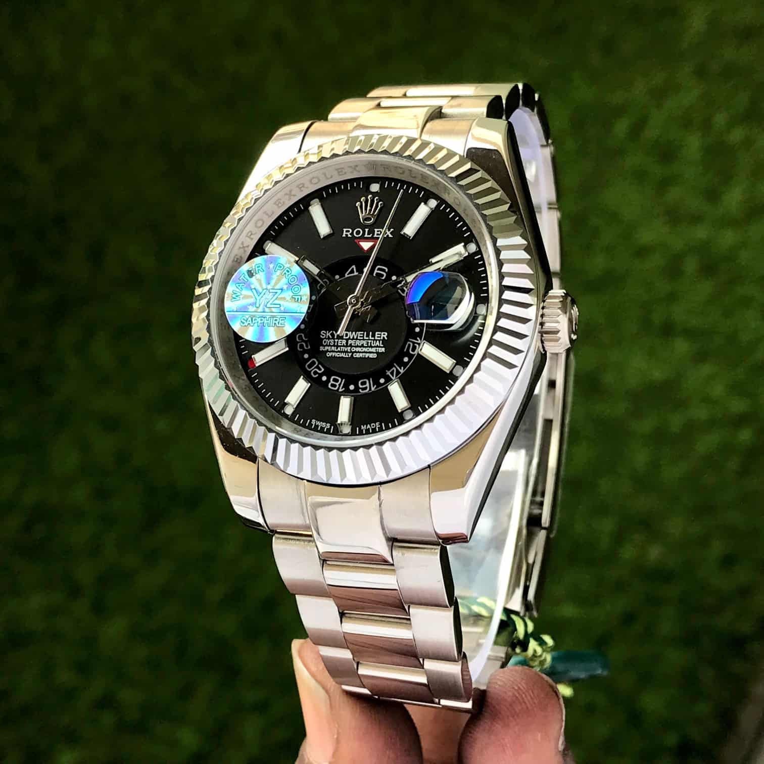 Rolex SkyDweller Stainless Steel Black Dial & Oyster Chain Strap Japanese Automatic Master Quality Men’s Watch