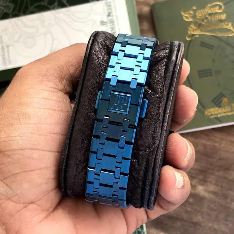 Audemars Piguet Royal Oak Double Balance Wheel Open worked Full Blue Skeleton Dial Automatic Mens Watch