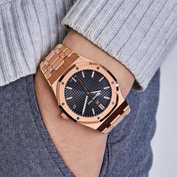 Audemars Piguet Perpetual Calendar Open Worked Golden And Blue Dial Automatic Mens Watch