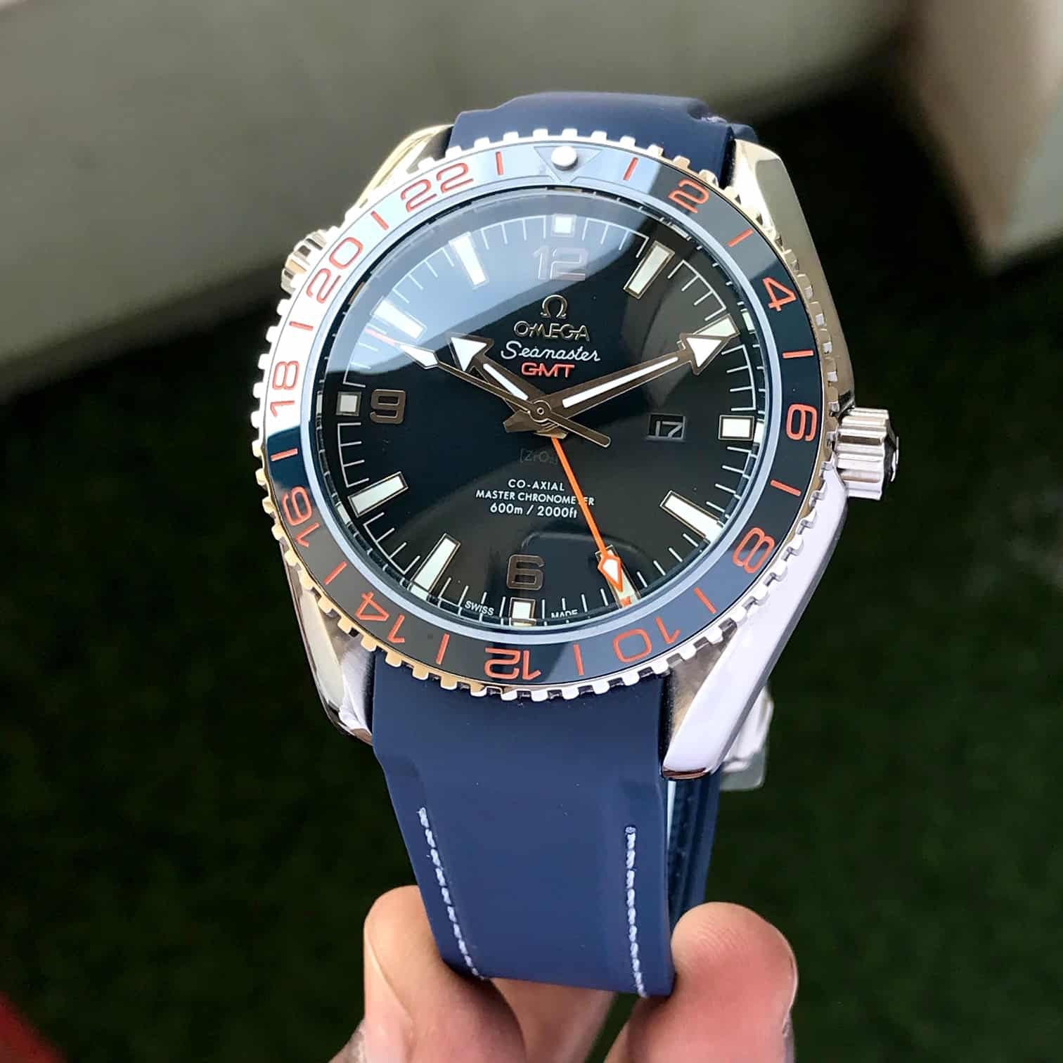 Omega Seamster CoAxial Superocean GMT Swiss Automatic Blue Mens Watch