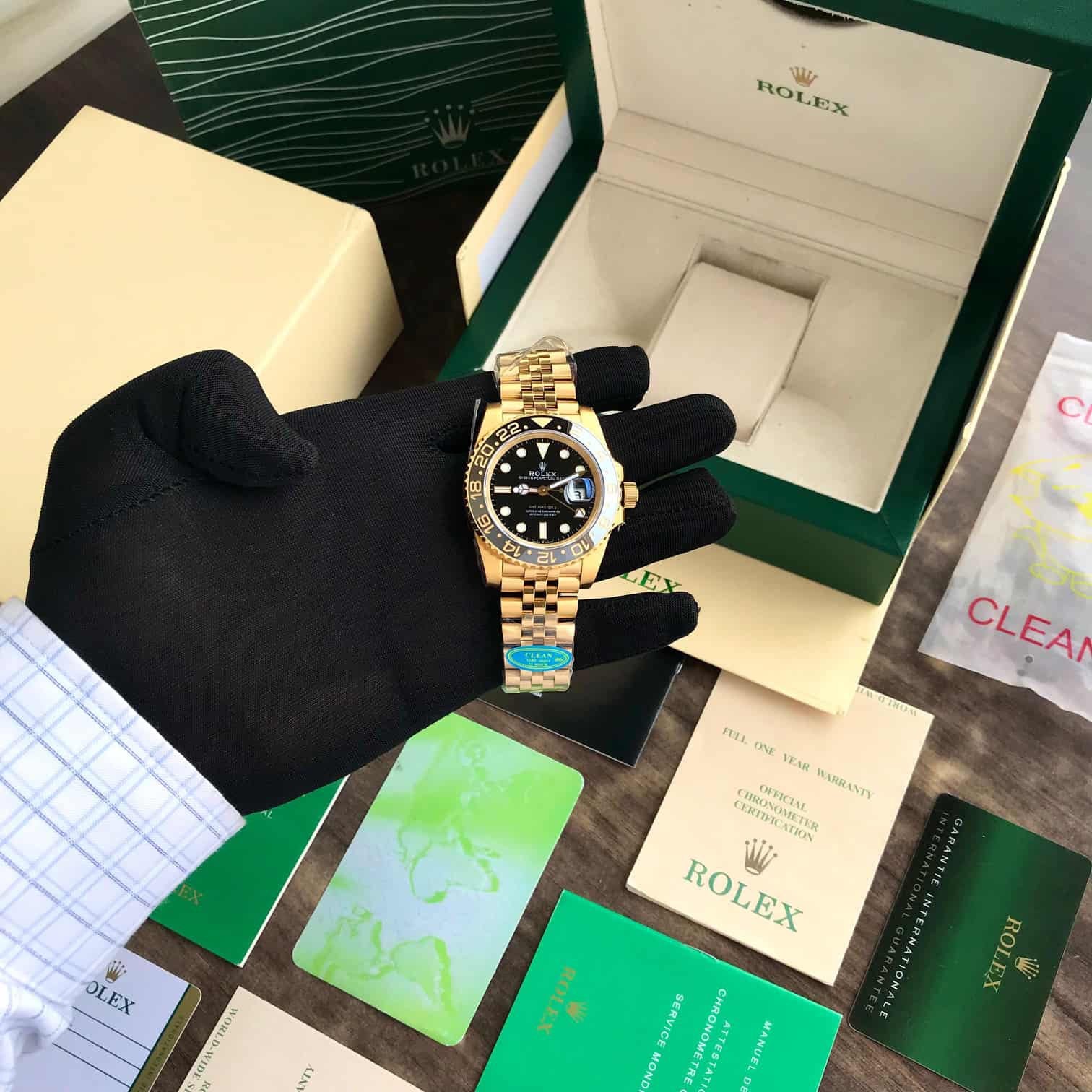 Rolex GMT Master || Full Gold Swiss ETA Movement 3255 Clean
