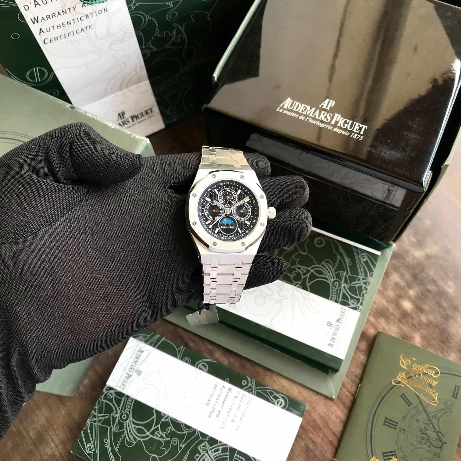 Audemars Piguet Royal Oak Double Balance Wheel Open worked Dial Full Black Automatic Mens Watch