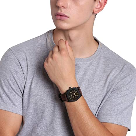 Fossil Brown Chronograph Leather Belt Watch For Men's