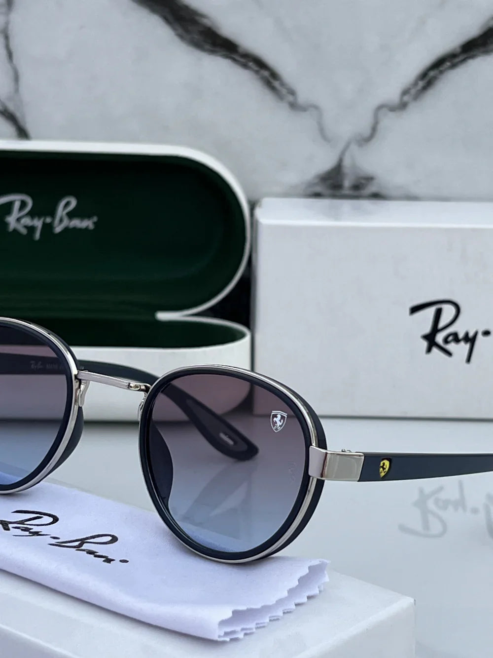 Ray Ban #2 METAL SILVER BLUE UV-400 SUNGLASSES