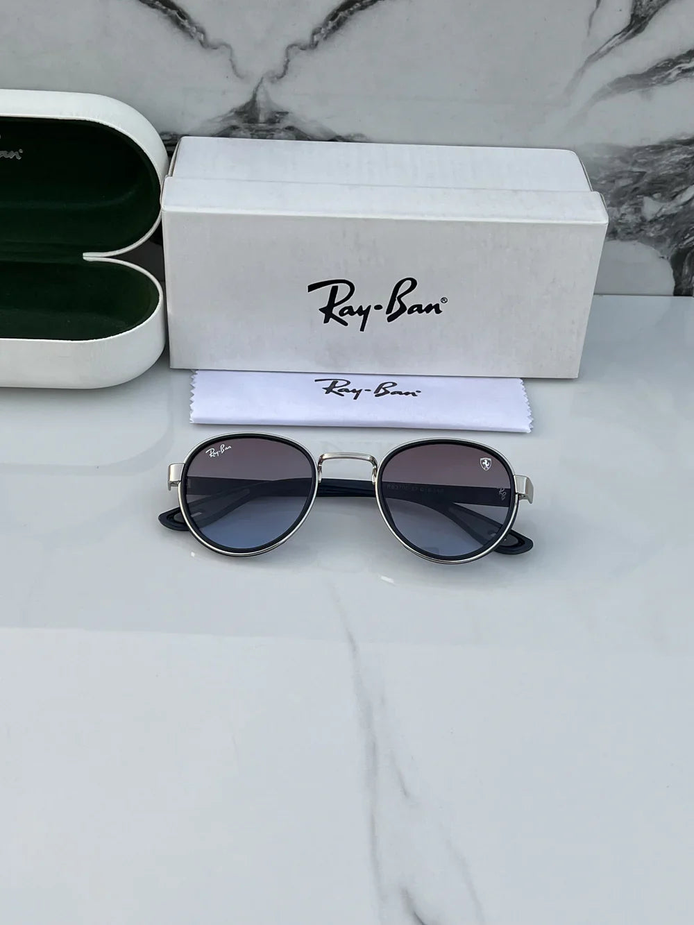 Ray Ban #2 METAL SILVER BLUE UV-400 SUNGLASSES