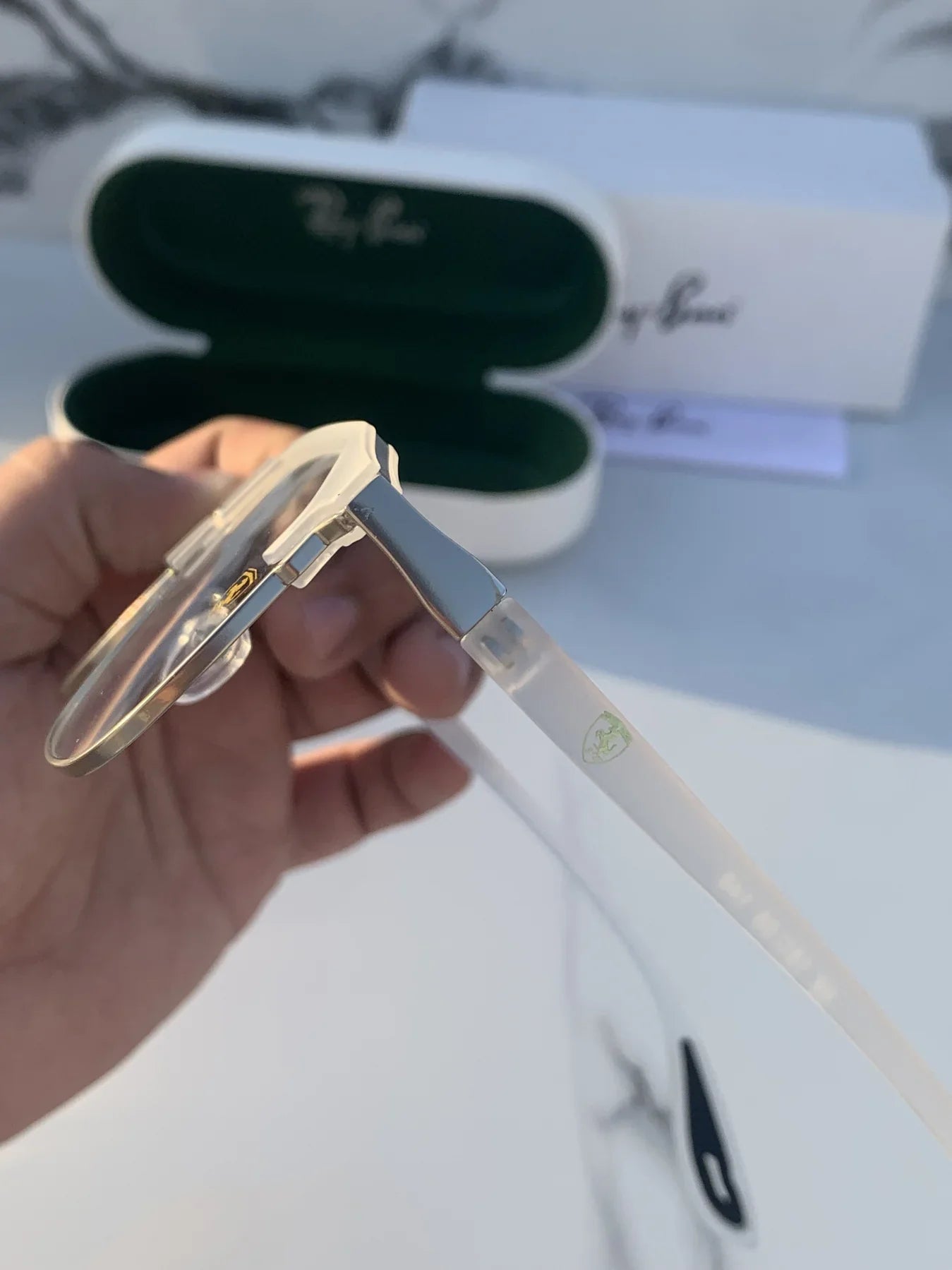 Ray Ban METAL WHITE BLUE CUT UV-400 SUNGLASSES