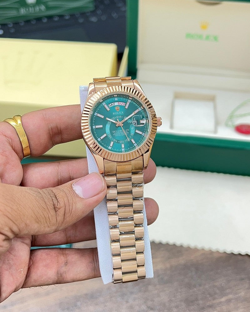 Rolex Stainless Steel  SKY-DWELLER Green DIAL