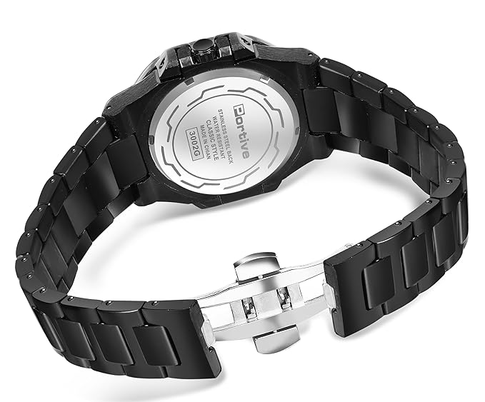 PORTIVE Steel Black -3002 Octagonal Analog Mens Watch (Black)