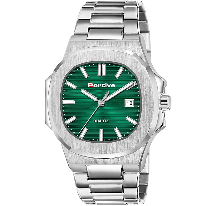 Portive Men's Silver Classic Analog Durable Stainless Steel Strap Formal Style Designed Watch