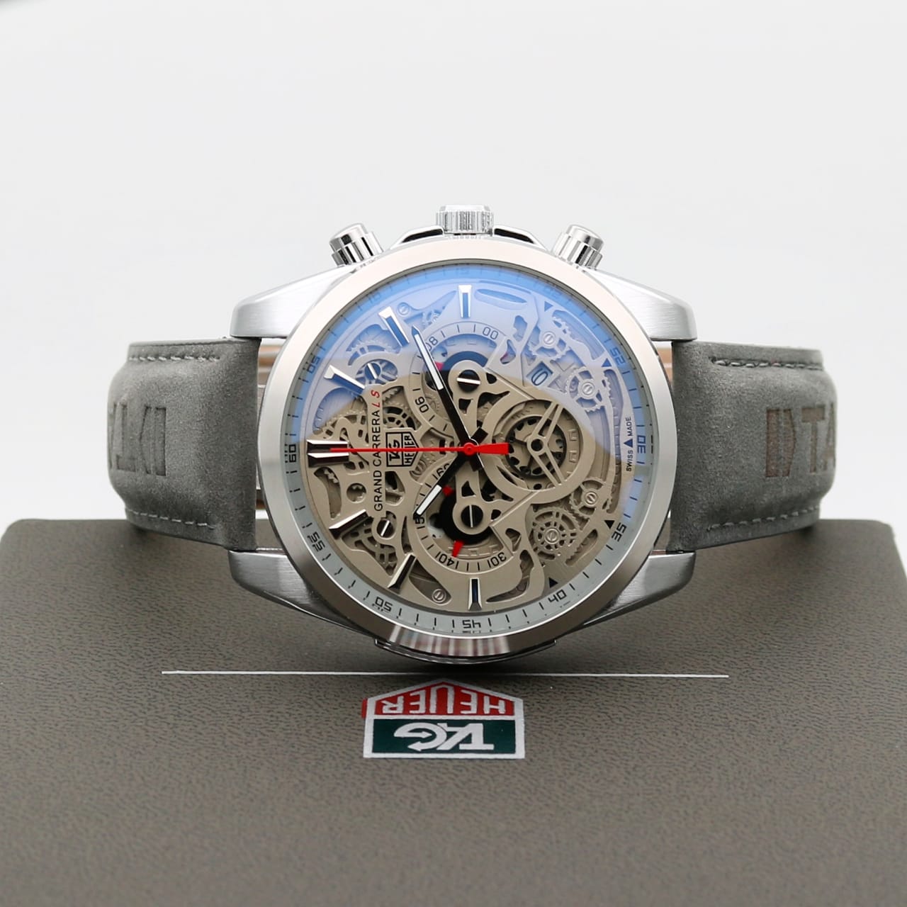 Tag heuer CR7 Diagno Grey Chronograph Multi Dial Leather Mens TAG-CAR2110-SILVER Watch for Man - Gift