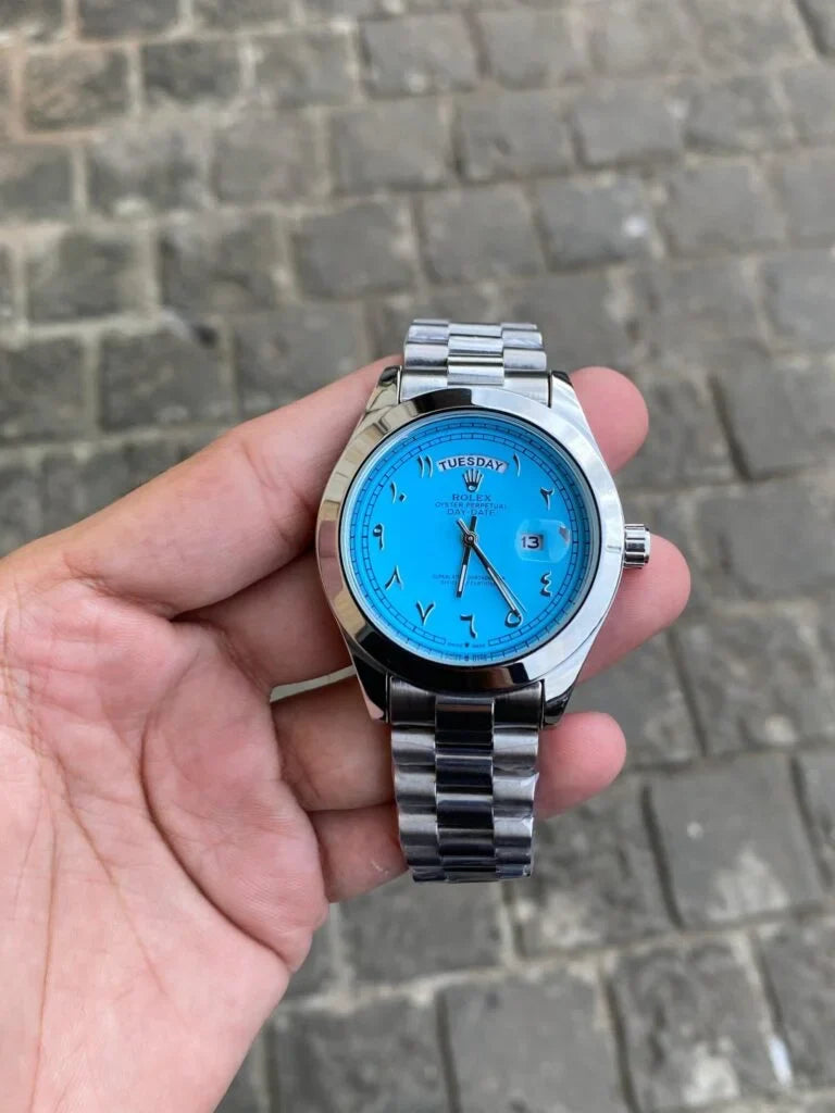 Rolex Day-Date Arabic Dial Ice Blue Automatic Watch