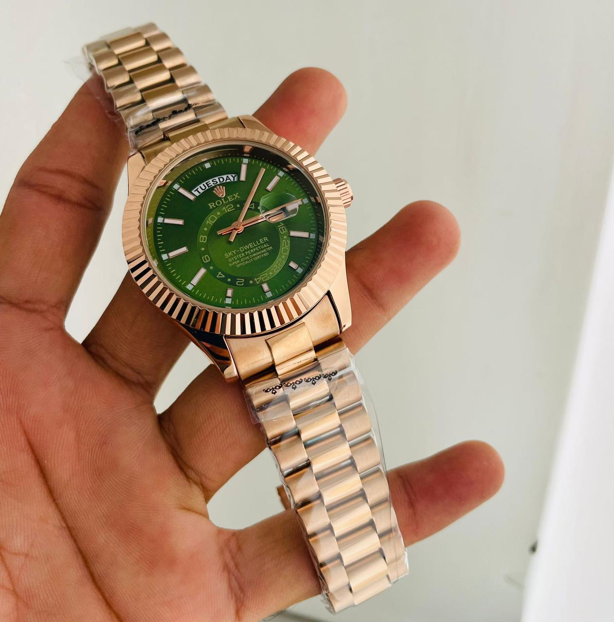 Rolex Stainless Steel  SKY-DWELLER Green DIAL