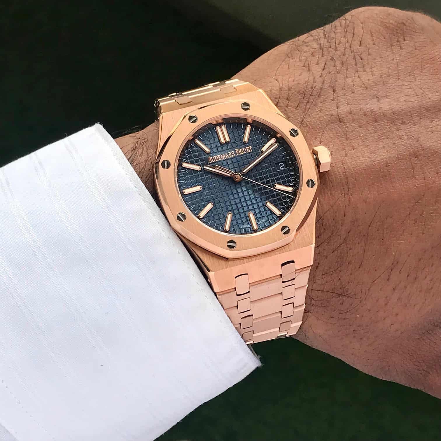 Audemars Piguet Royal Oak Offshore Rosegold Black Blue Metal Chain Swiss ETA 1:1 Automatic Movement Men’s Watch
