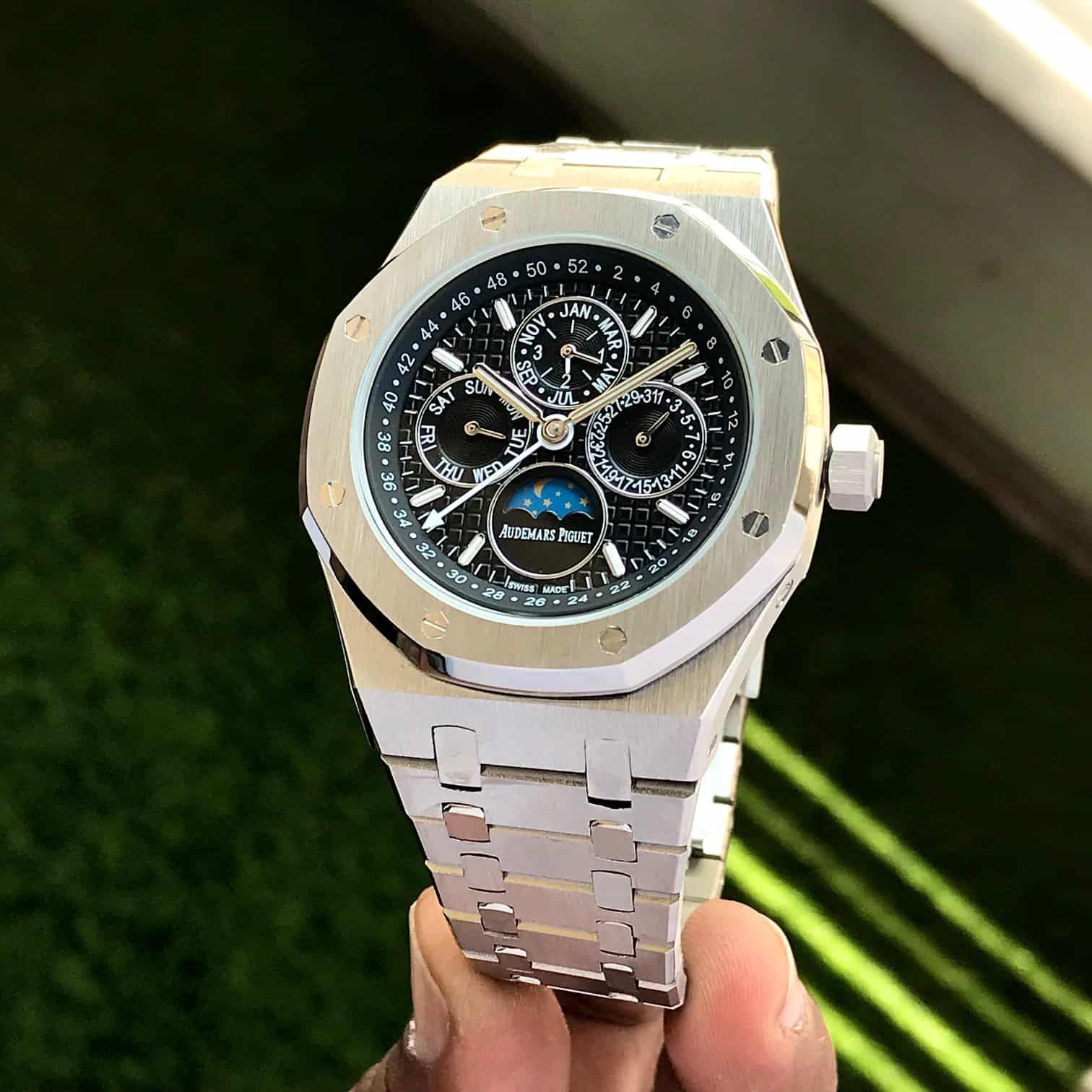 Audemars Piguet Royal Oak Double Balance Wheel Open worked Dial Full Black Automatic Mens Watch