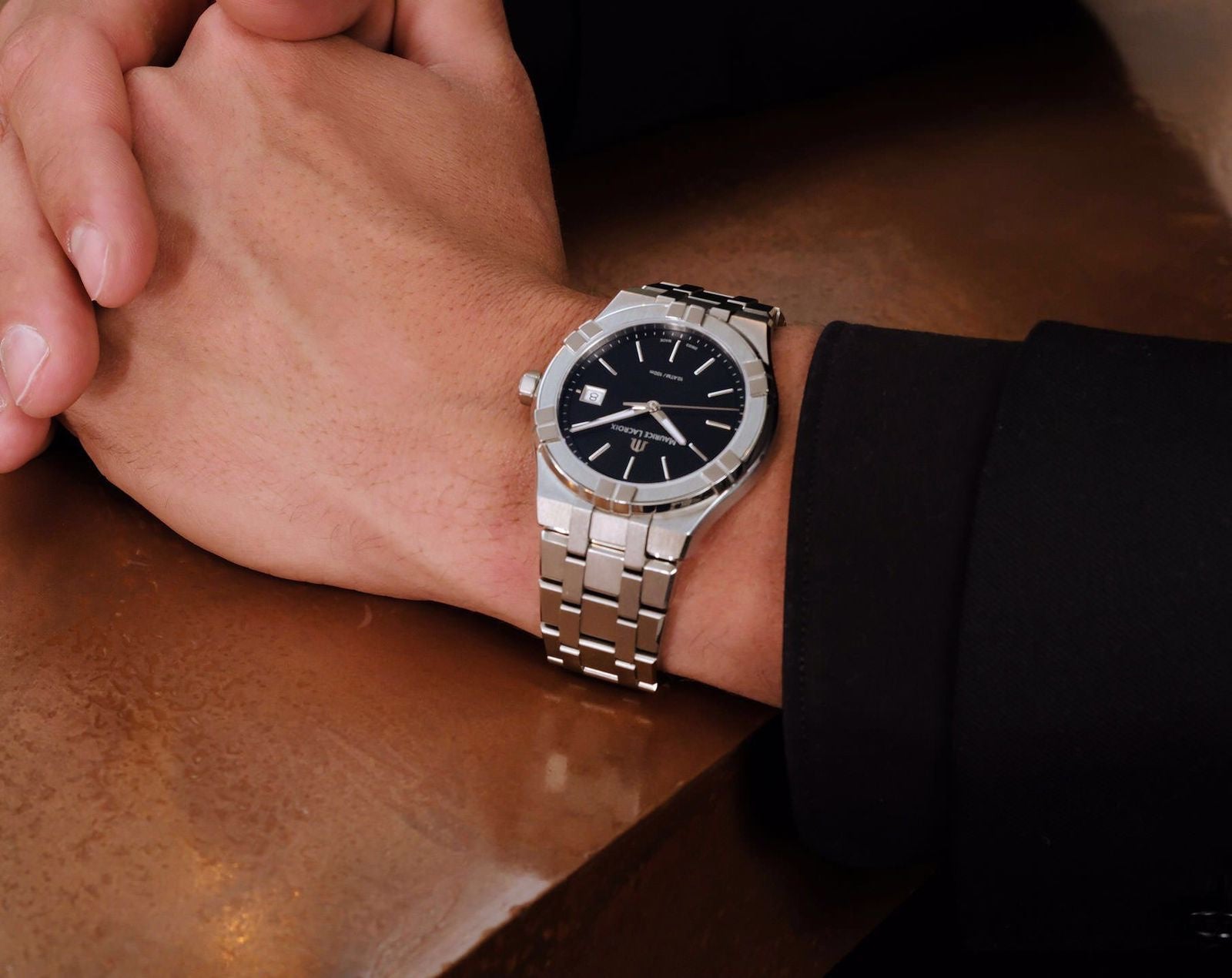 Maurice Lacroix Aikon Quartz 40mm Authentic Stainless Steel Black Dial