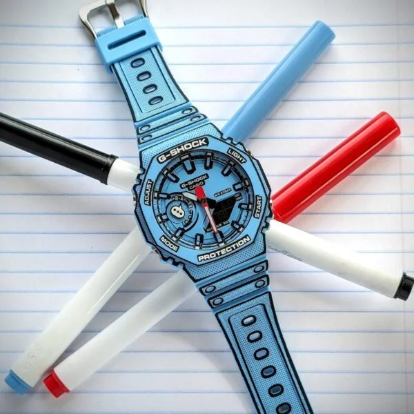 GShock-GA-2100MNG Blue (Analog Digital Watch)
