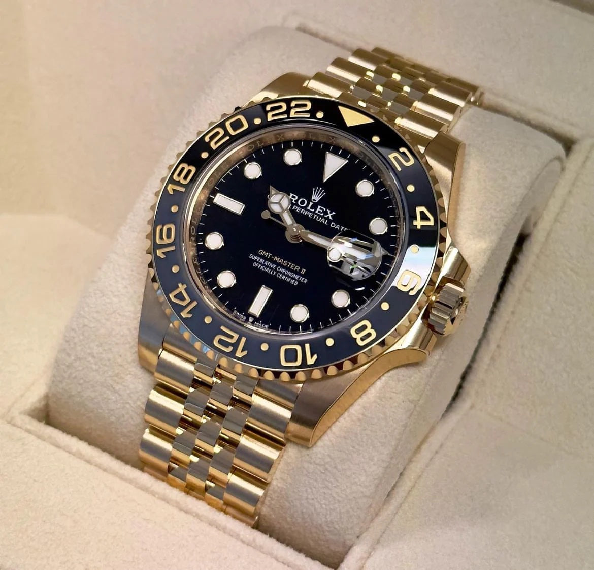 Rolex GMT Master || Full Gold Swiss ETA Movement 3255 Clean