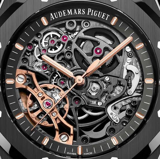Audemars Piguet Royal Oak Double Balance Wheel Open worked Skeleton Dial Full Black Automatic Mens Watch