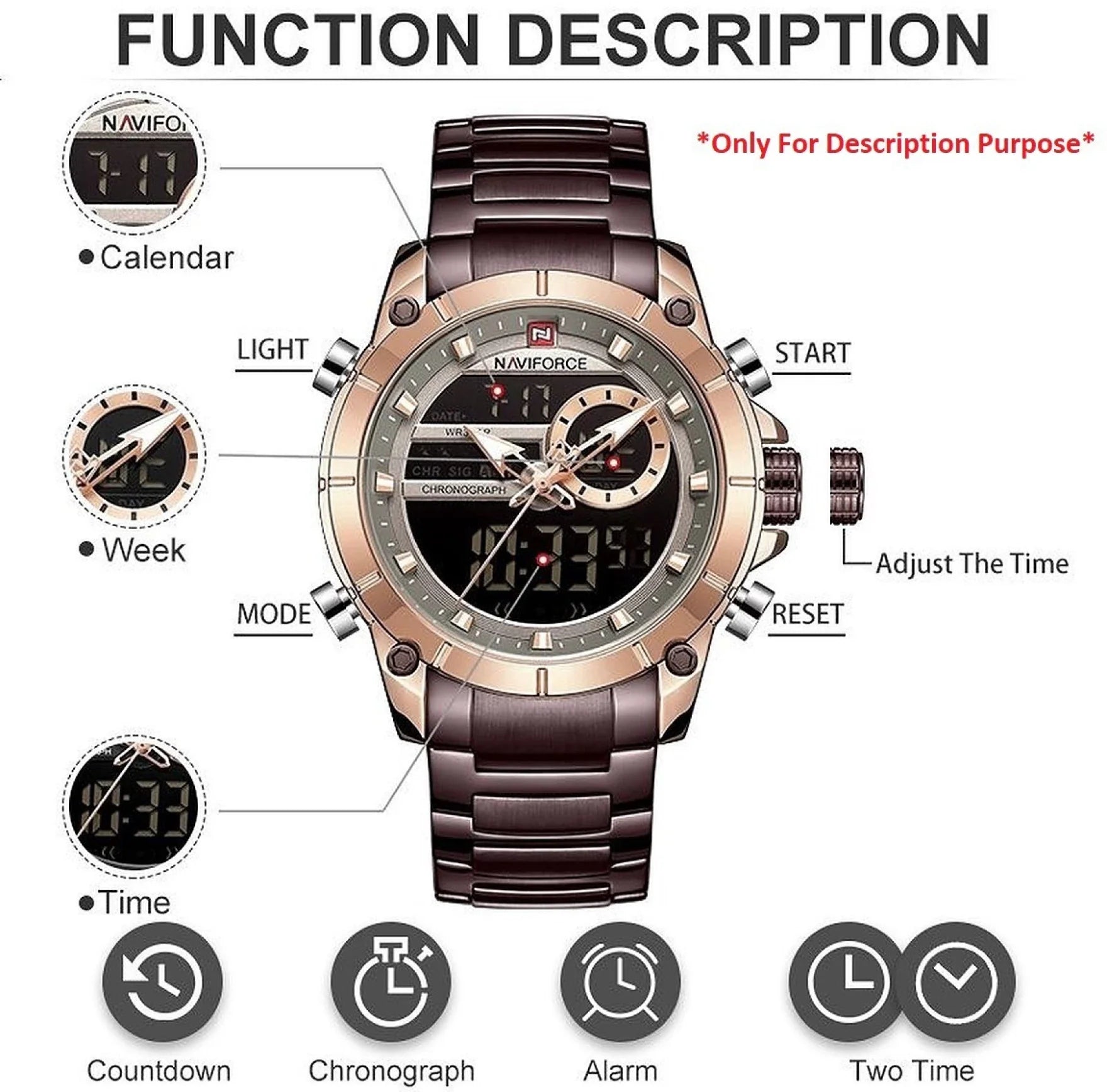 NaviForce (Orginal ) Analog-Digital Watch - For Men NF9163