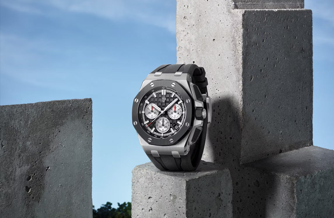Audemars Piguet Royal Oak Double Balance Wheel Open worked Dial Full Black Automatic Mens Watch (Copy)